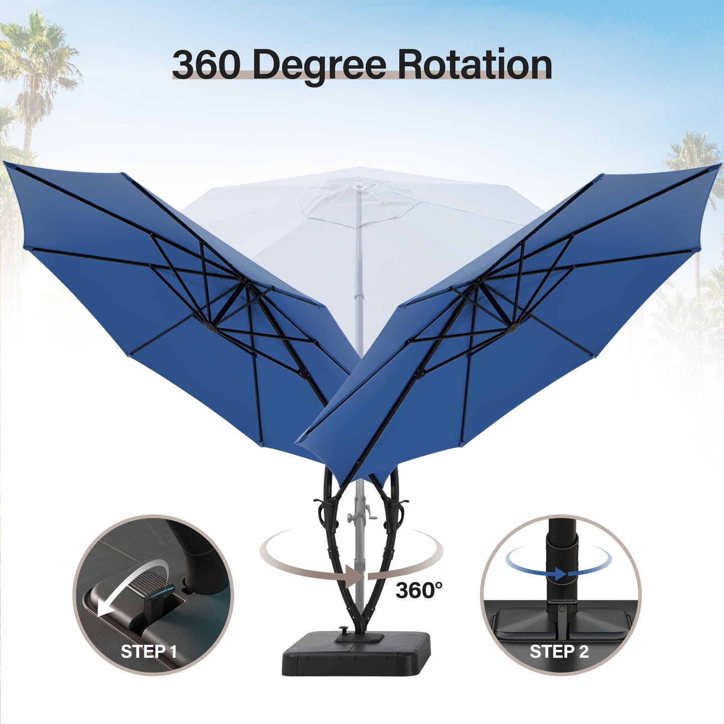 LAUSAINT HOME 12' Deluxe Cantilever Umbrella