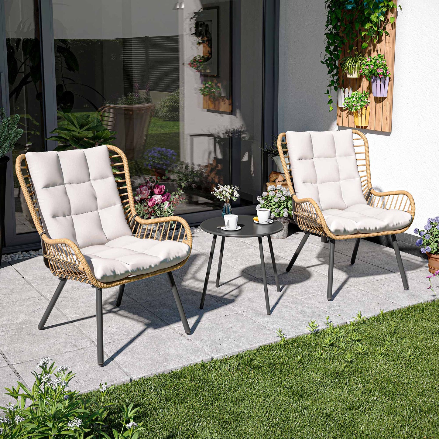 LAUSAINT HOME 3 Piece Outdoor Bistro Set with Highback