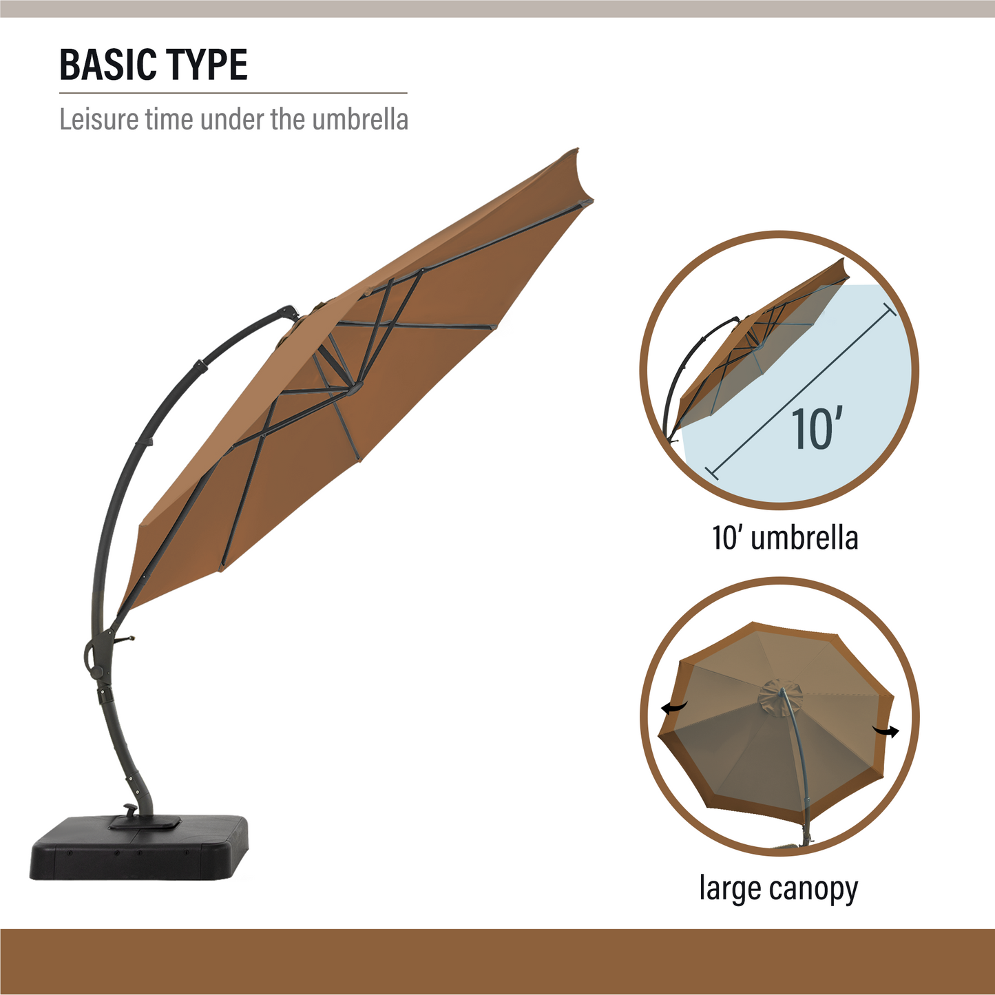 LAUSAINT HOME 10' Deluxe Cantilever Umbrella