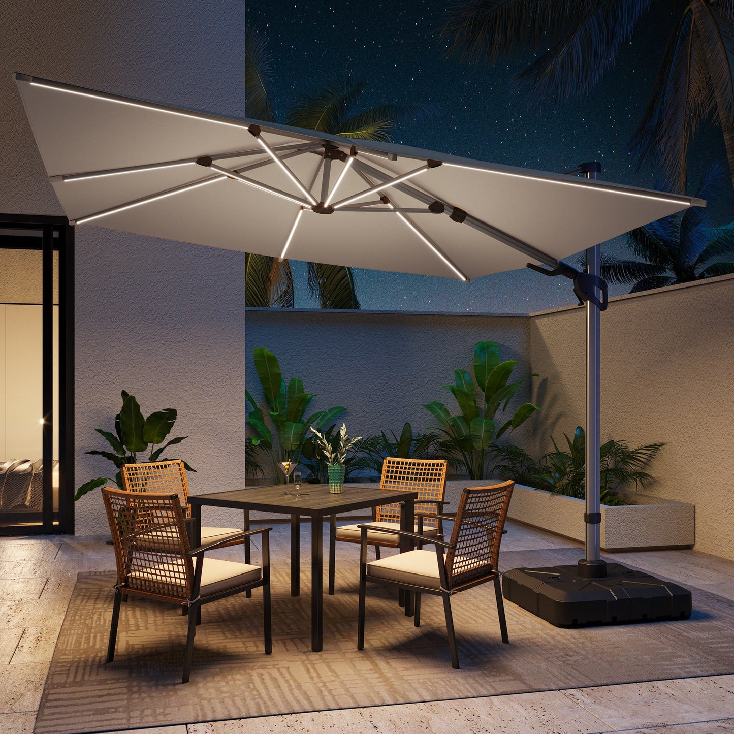 LAUSAINT HOME 10' Square LED Cantilever Umbrella