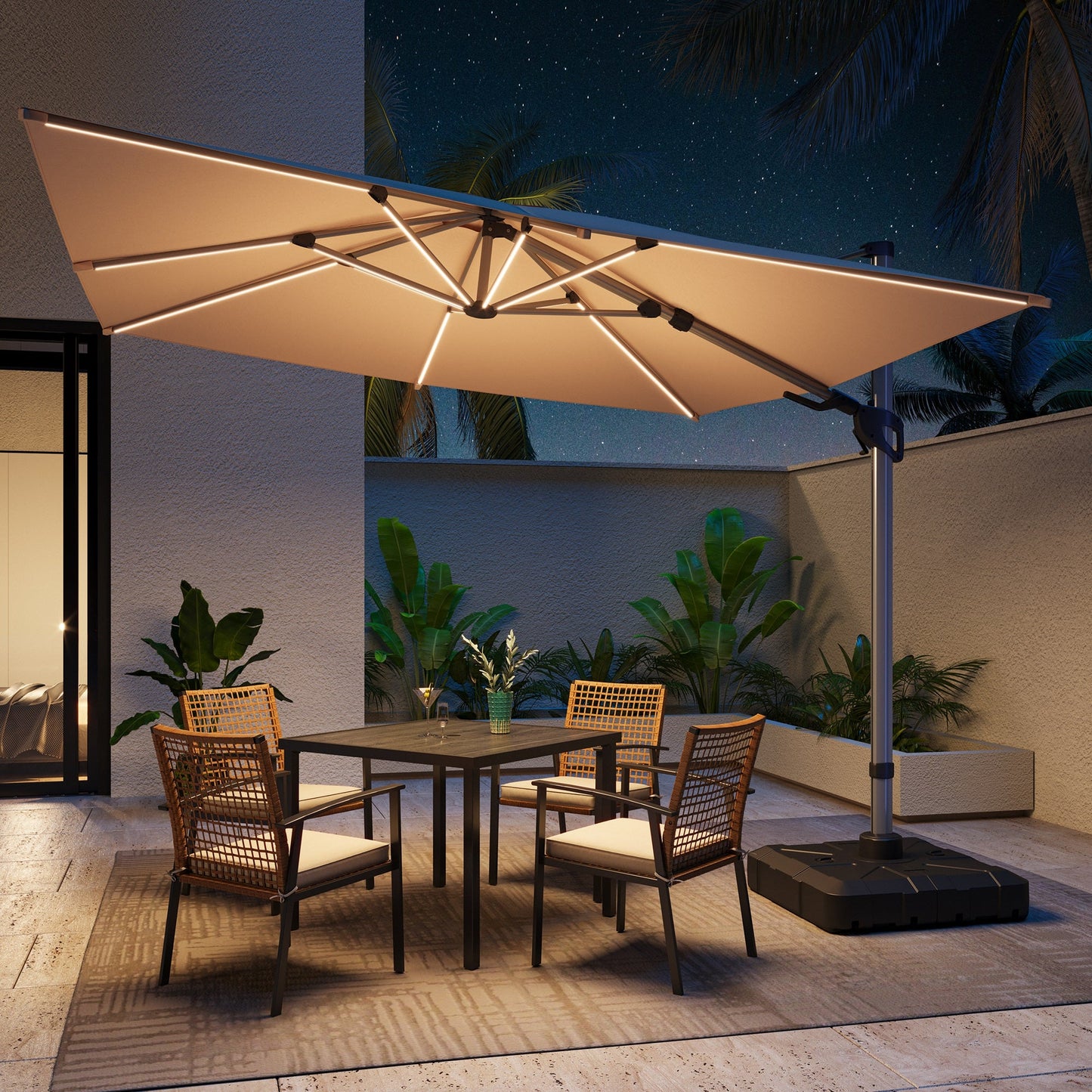 LAUSAINT HOME 10' Square LED Cantilever Umbrella