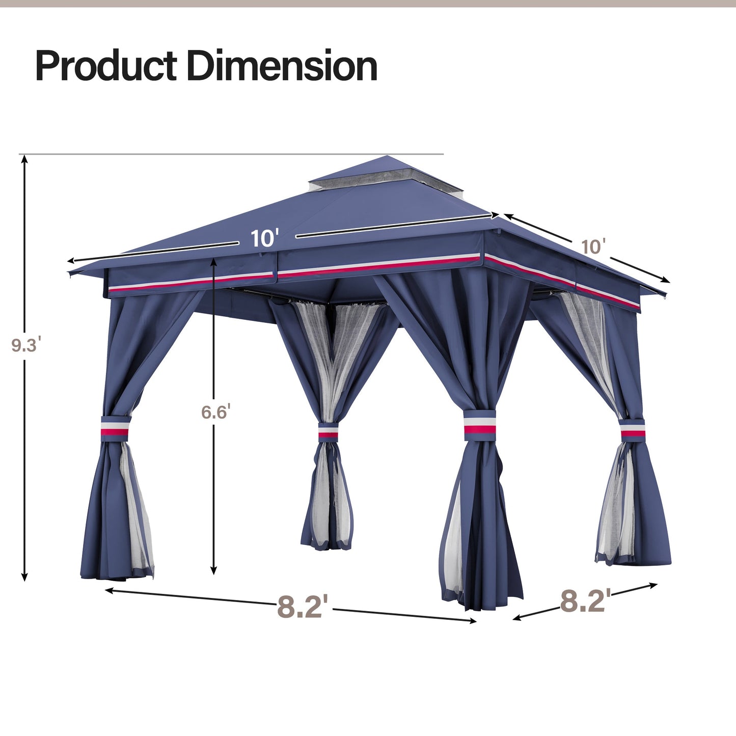 LAUSAINT HOME 10'X10' Patio Steel Gazebo