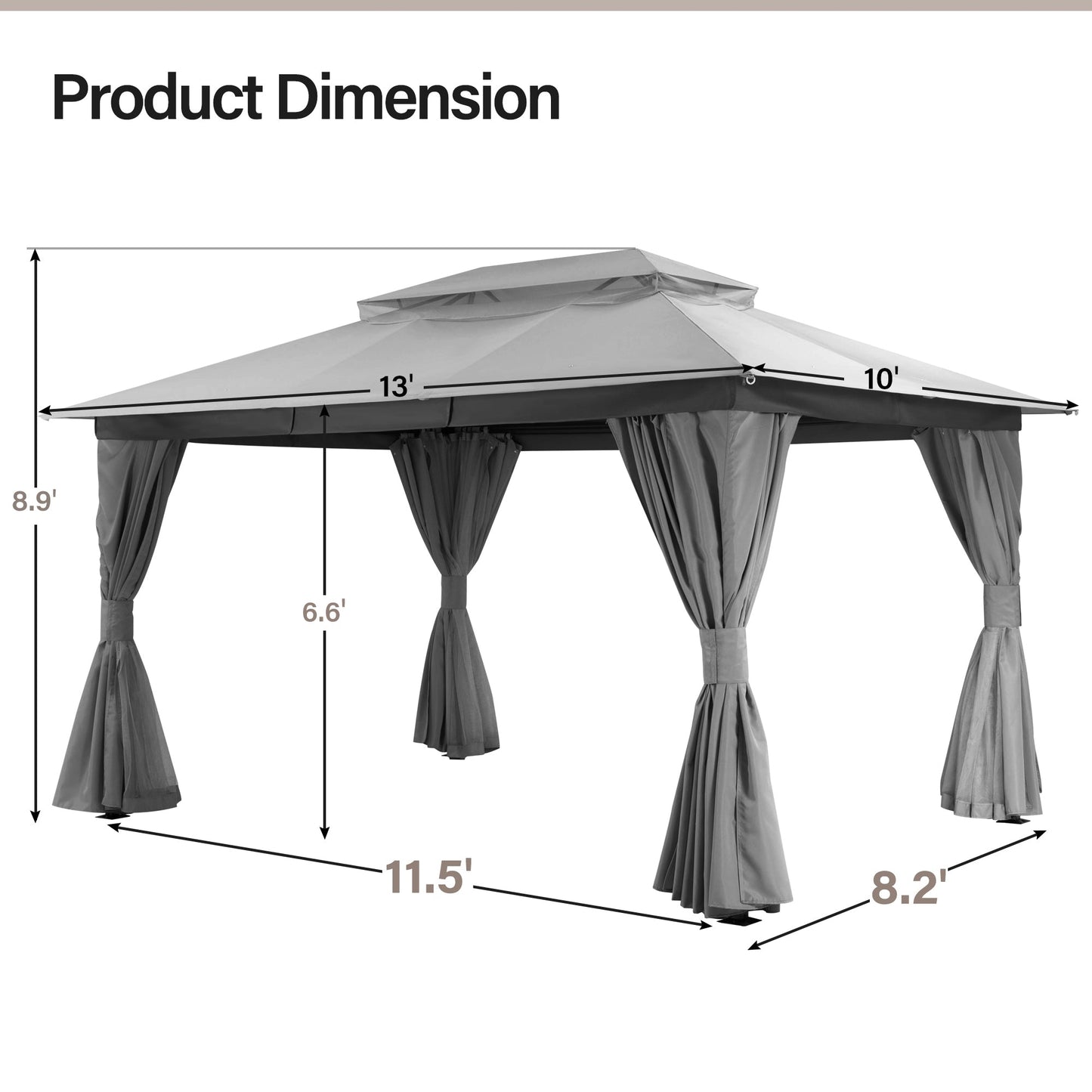 LAUSAINT HOME 10'X13' Patio Steel Gazebo