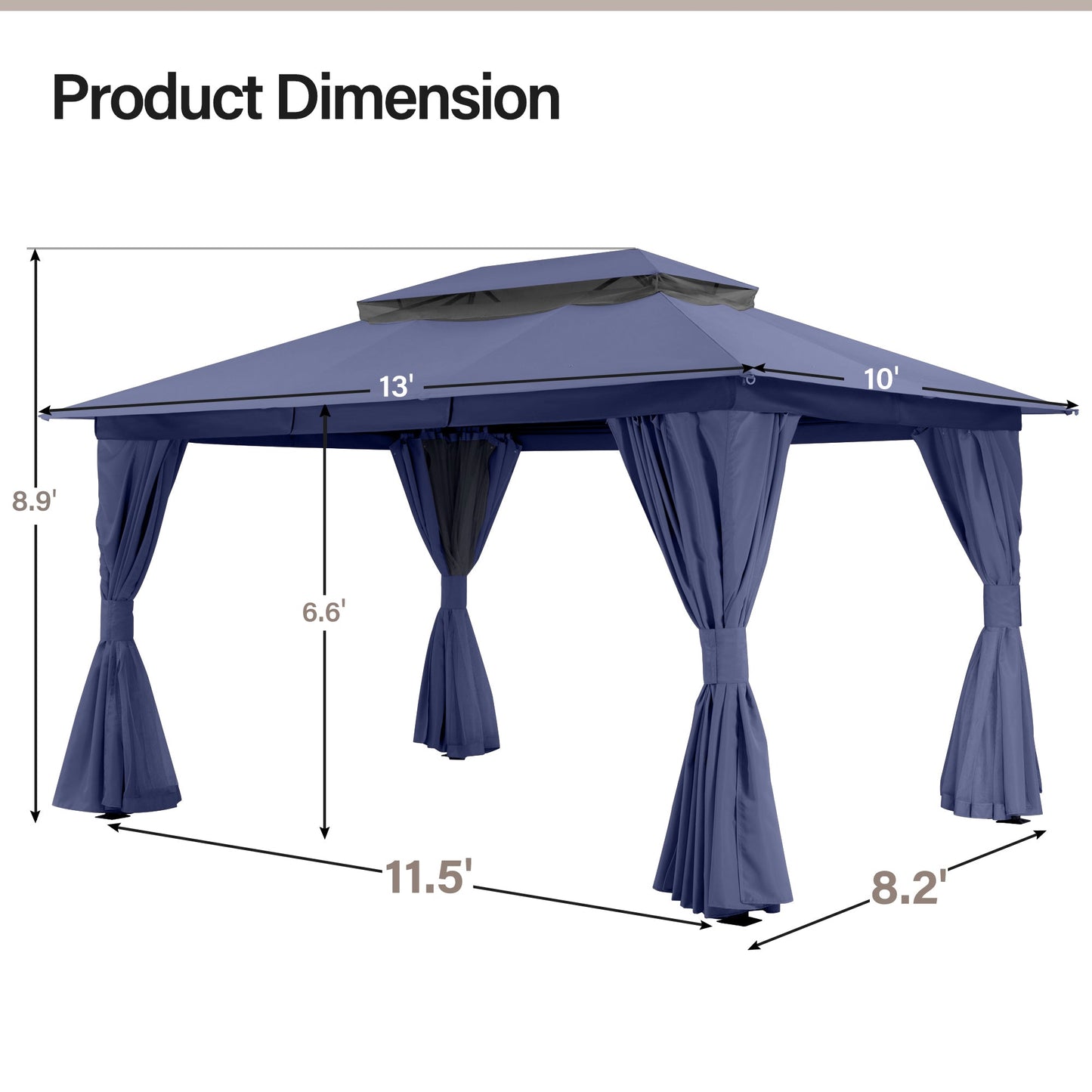 LAUSAINT HOME 10'X13' Patio Steel Gazebo