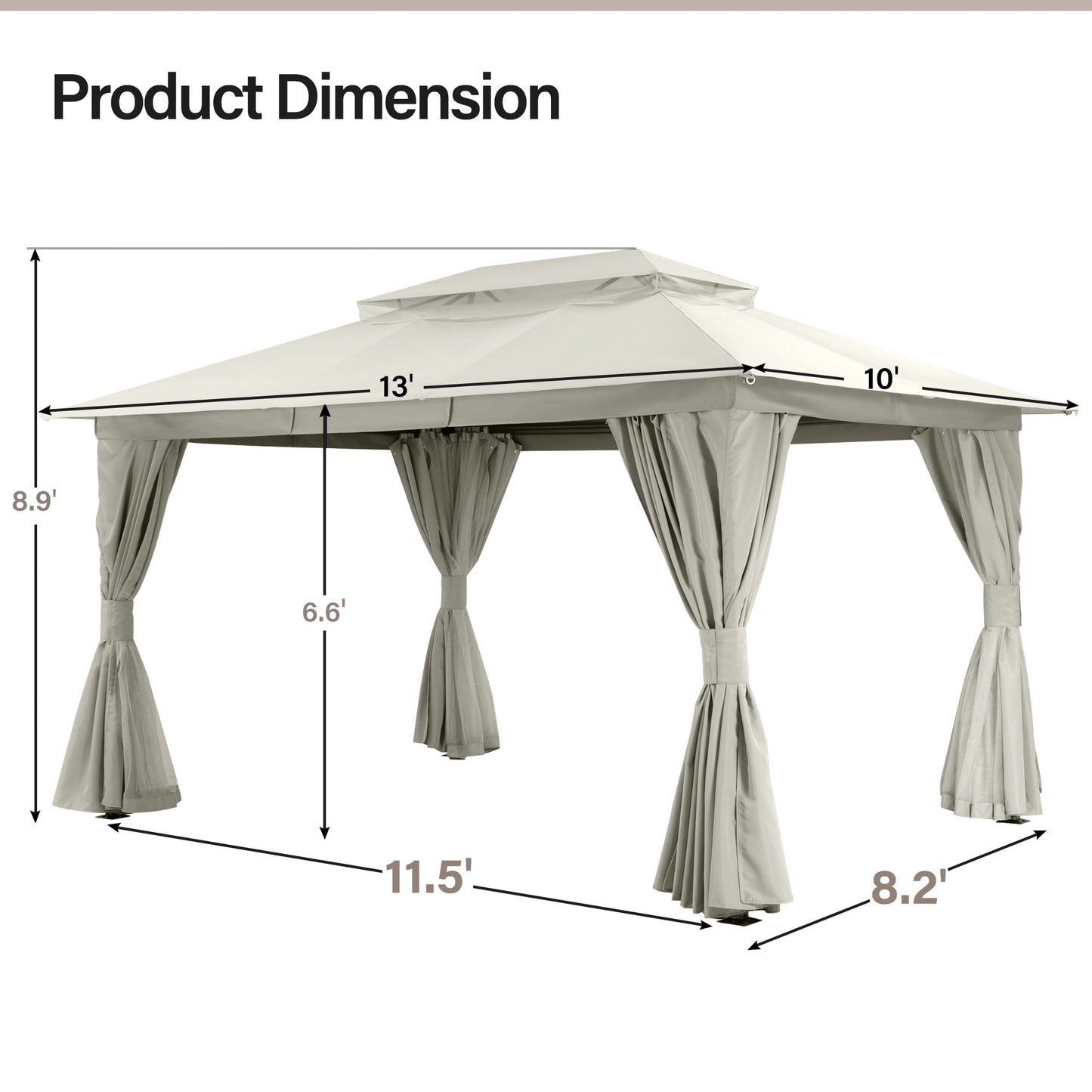 LAUSAINT HOME 10'X13' Patio Steel Gazebo