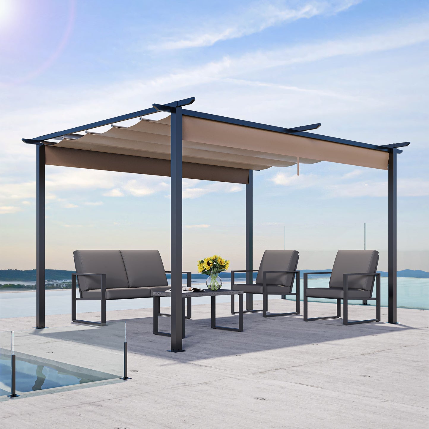 LAUSAINT HOME Aluminum Pergola with Canopy
