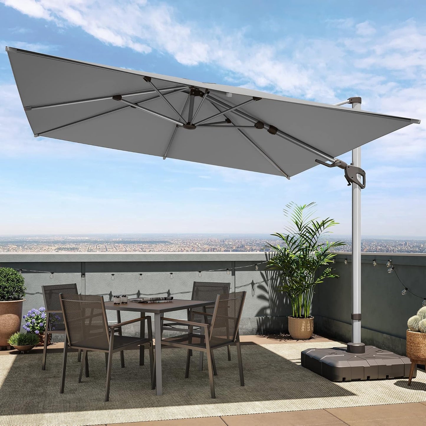 LAUSAINT HOME 10' Square Cantilever Umbrella with Olefin Fabric