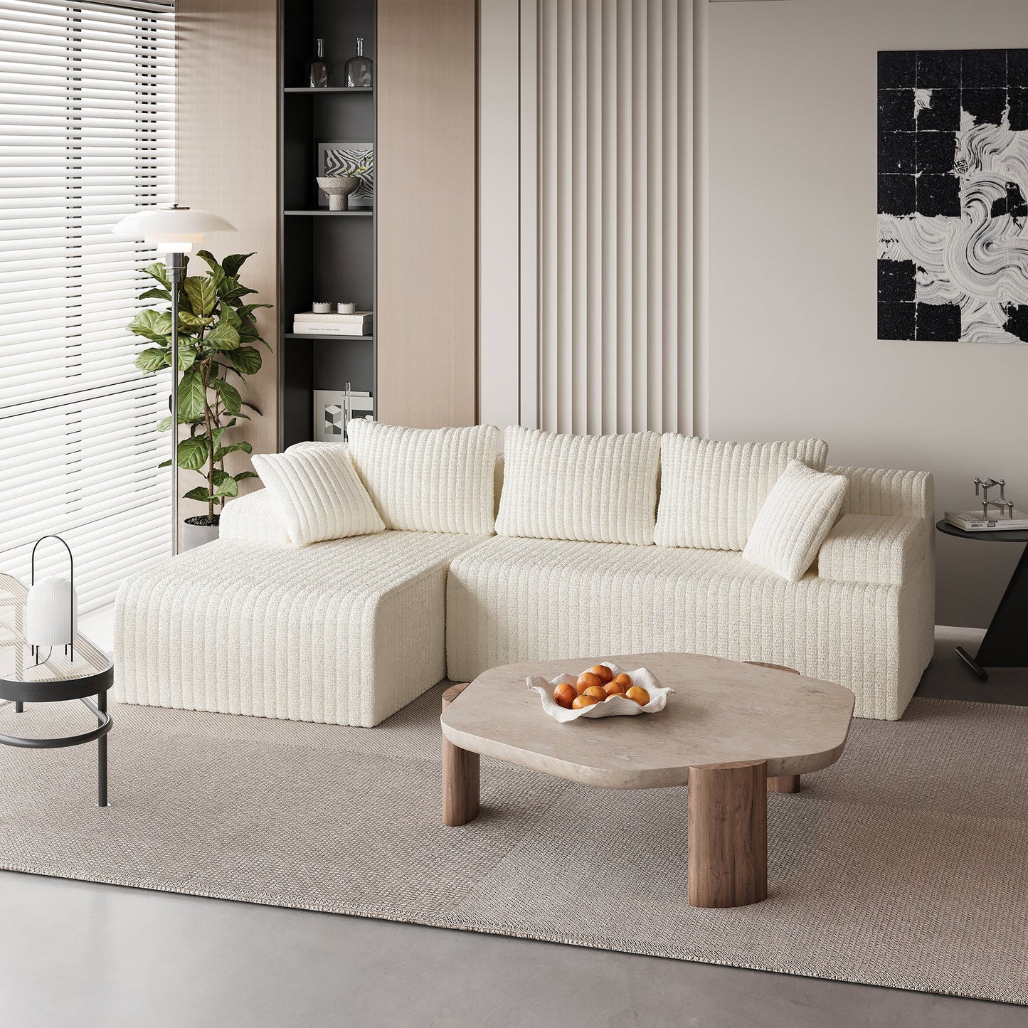 LAUSAINT HOME 96" Modular Cloud Couch Sectional, L-Shaped Boneless Sofa