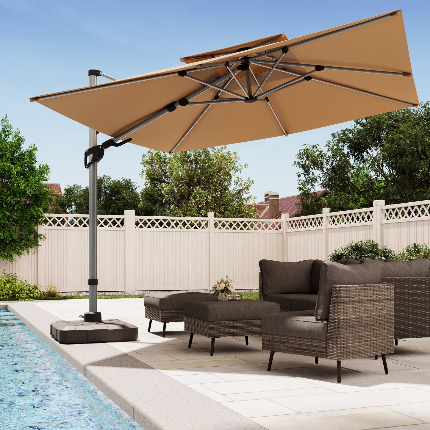 LAUSAINT HOME 10' Double Top Square Cantilever Umbrella