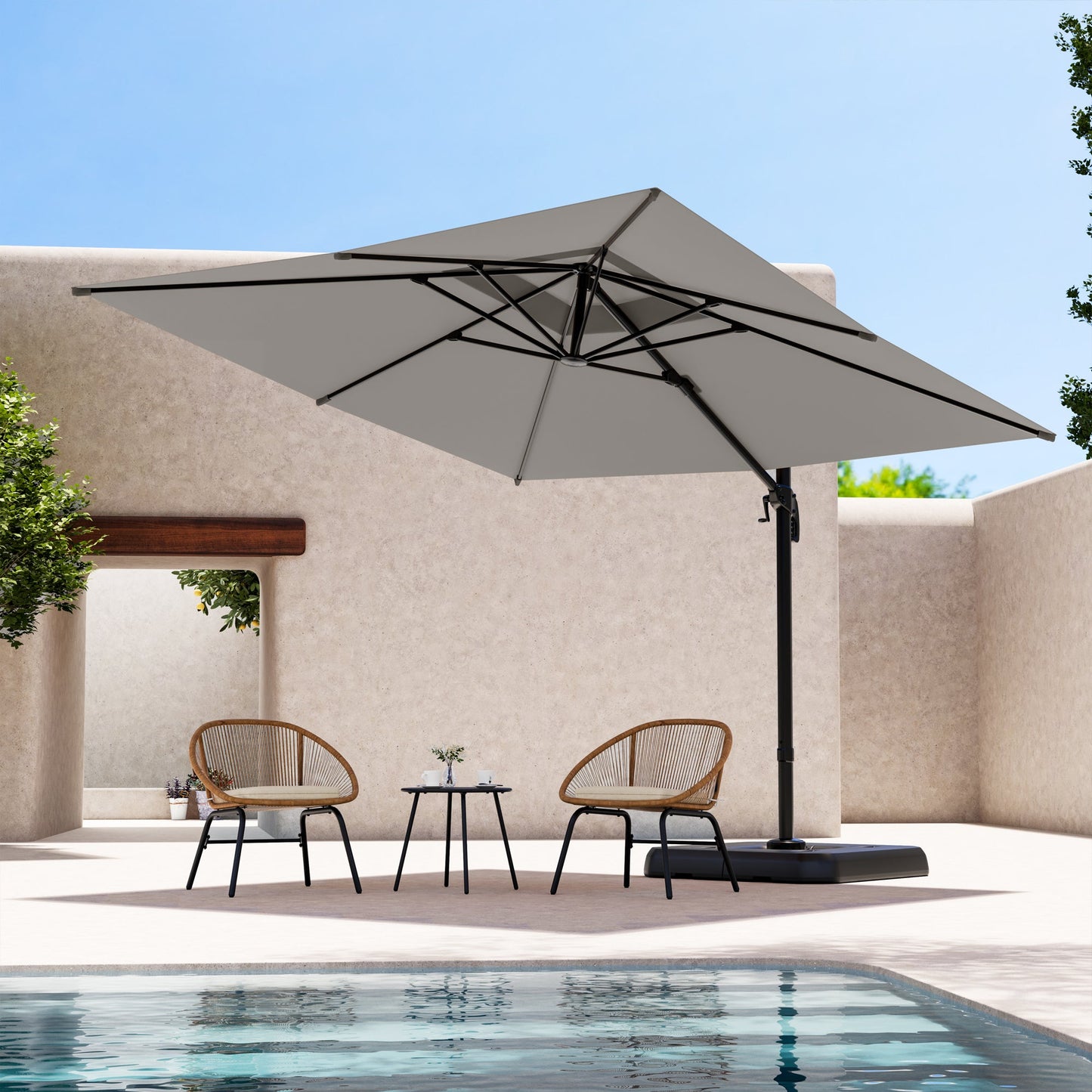 LAUSAINT HOME 10' Double Top Square Cantilever Umbrella