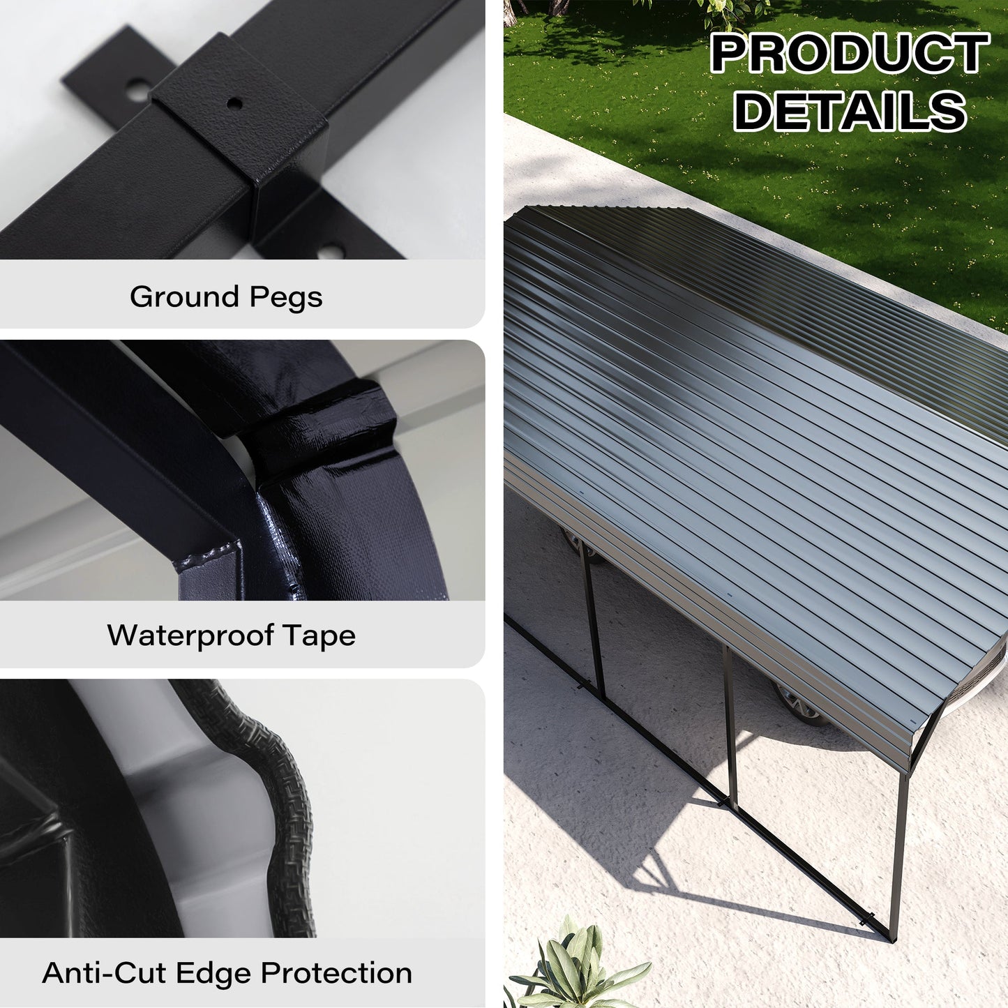 LAUSAINT HOME 12 X 20 FT Galvanized Steel Carport
