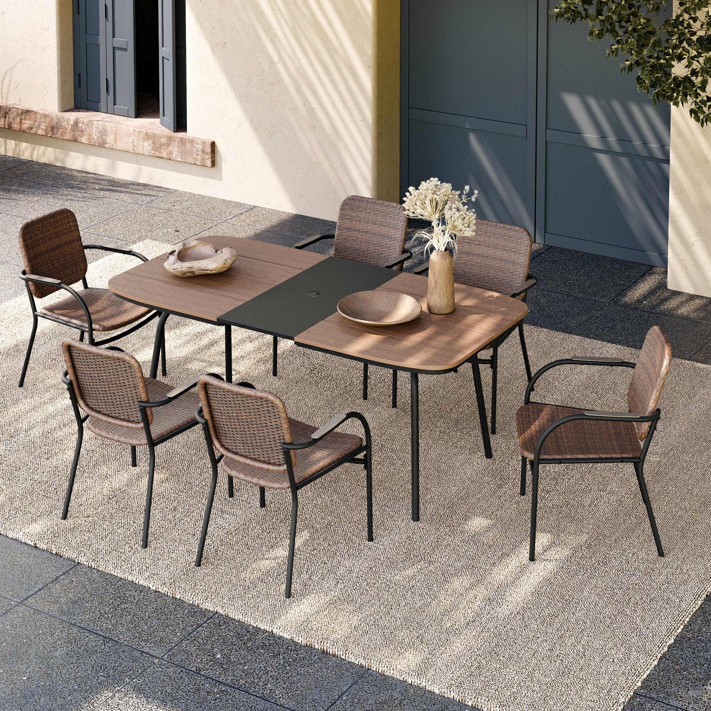 LAUSAINT HOME 7 Pieces Outdoor Patio Dining Set