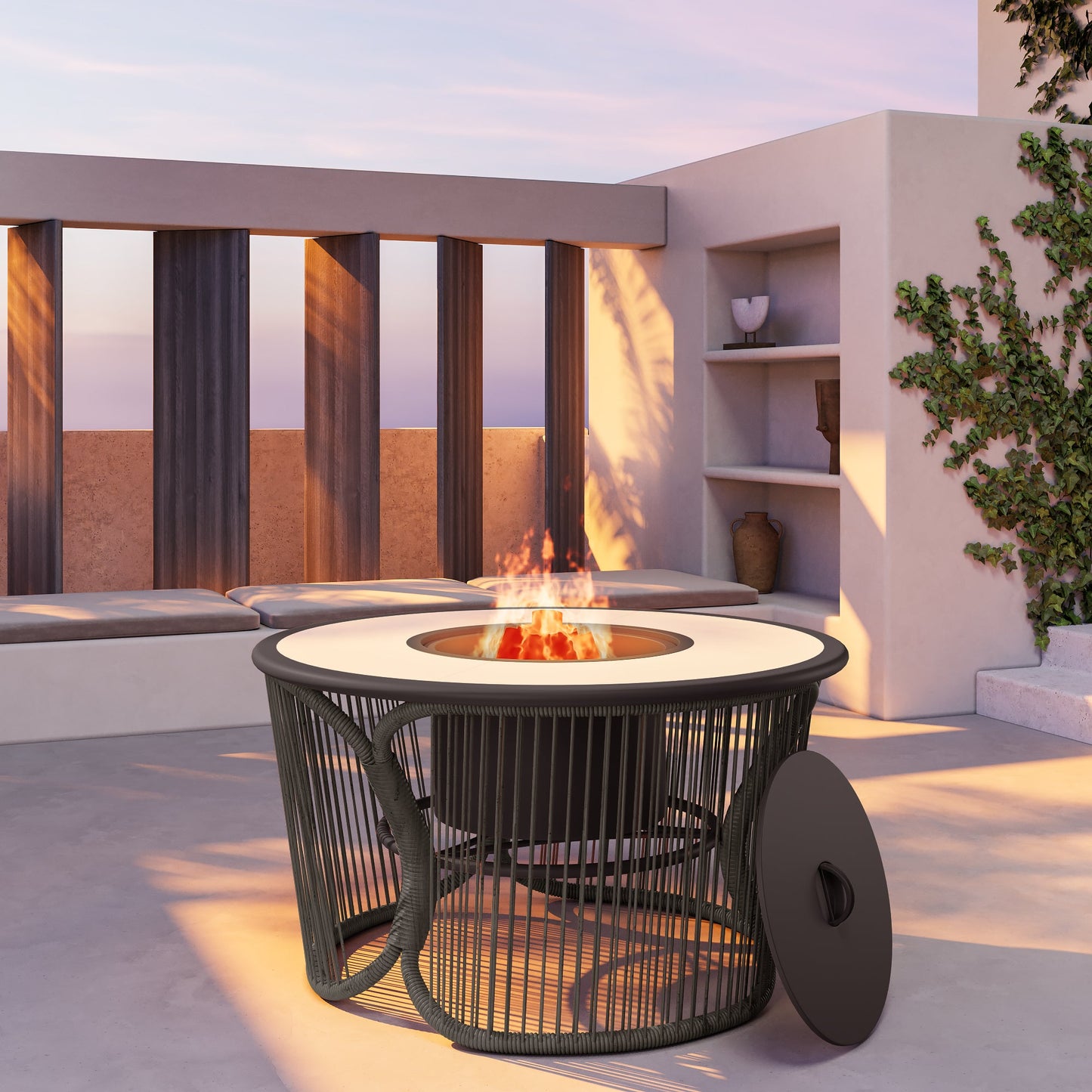 LAUSAINT HOME 3 in 1 Fire Pit for Backyard Bonfire Patio Outside