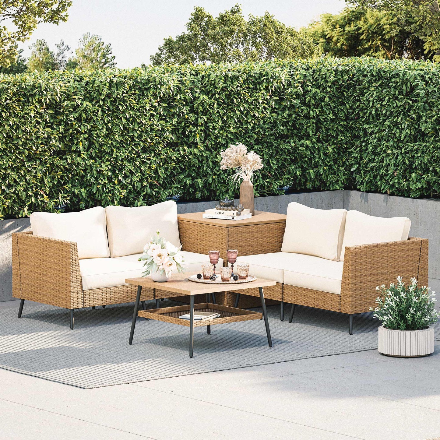 LAUSAINT HOME 6 Pieces Outdoor Rattan Patio Furniture Sets