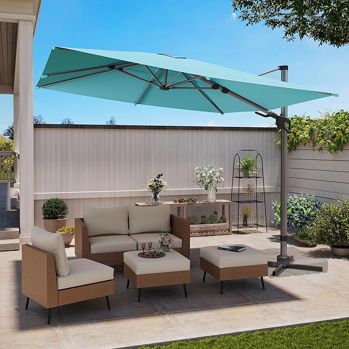 LAUSAINT HOME 10' Square Cantilever Umbrella with Olefin Fabric