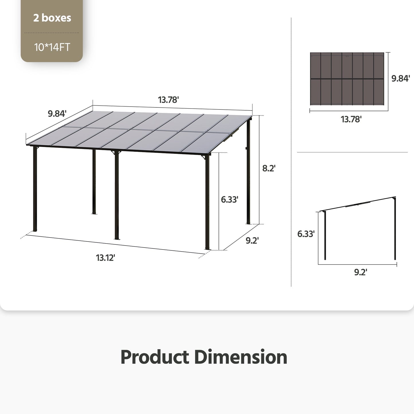 LAUSAINT HOME 14 Ft. W x 10 Ft. D Aluminum Hardtop Pergola with Canopy