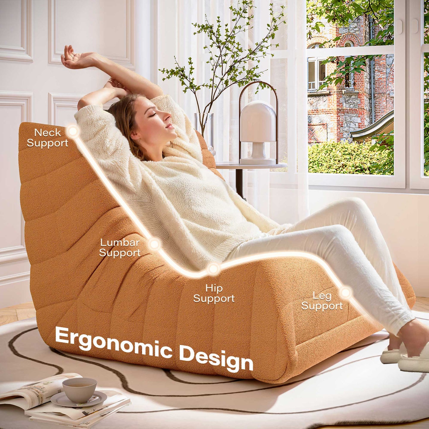 LAUSAINT HOME Memory Foam Giant Bean Bag Chair