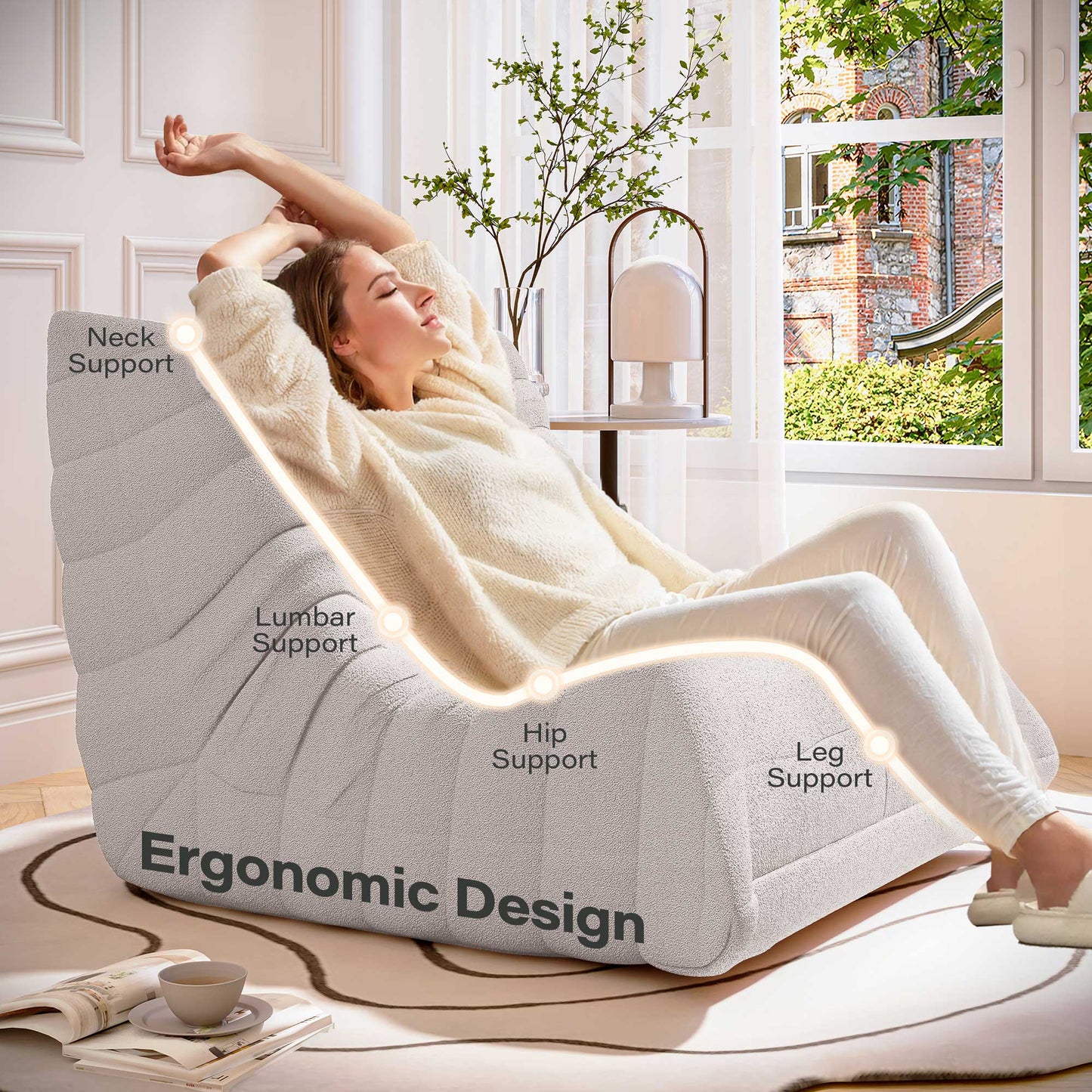LAUSAINT HOME Memory Foam Giant Bean Bag Chair