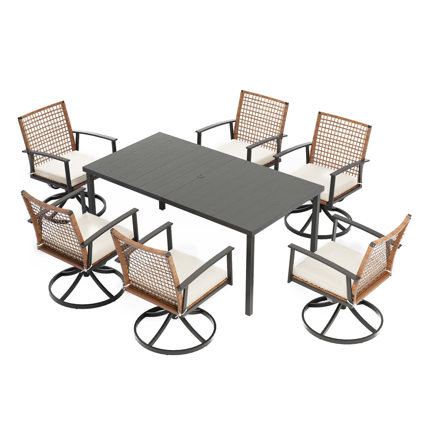 LAUSAINT HOME Outdoor Dining Set with Swivel Chairs