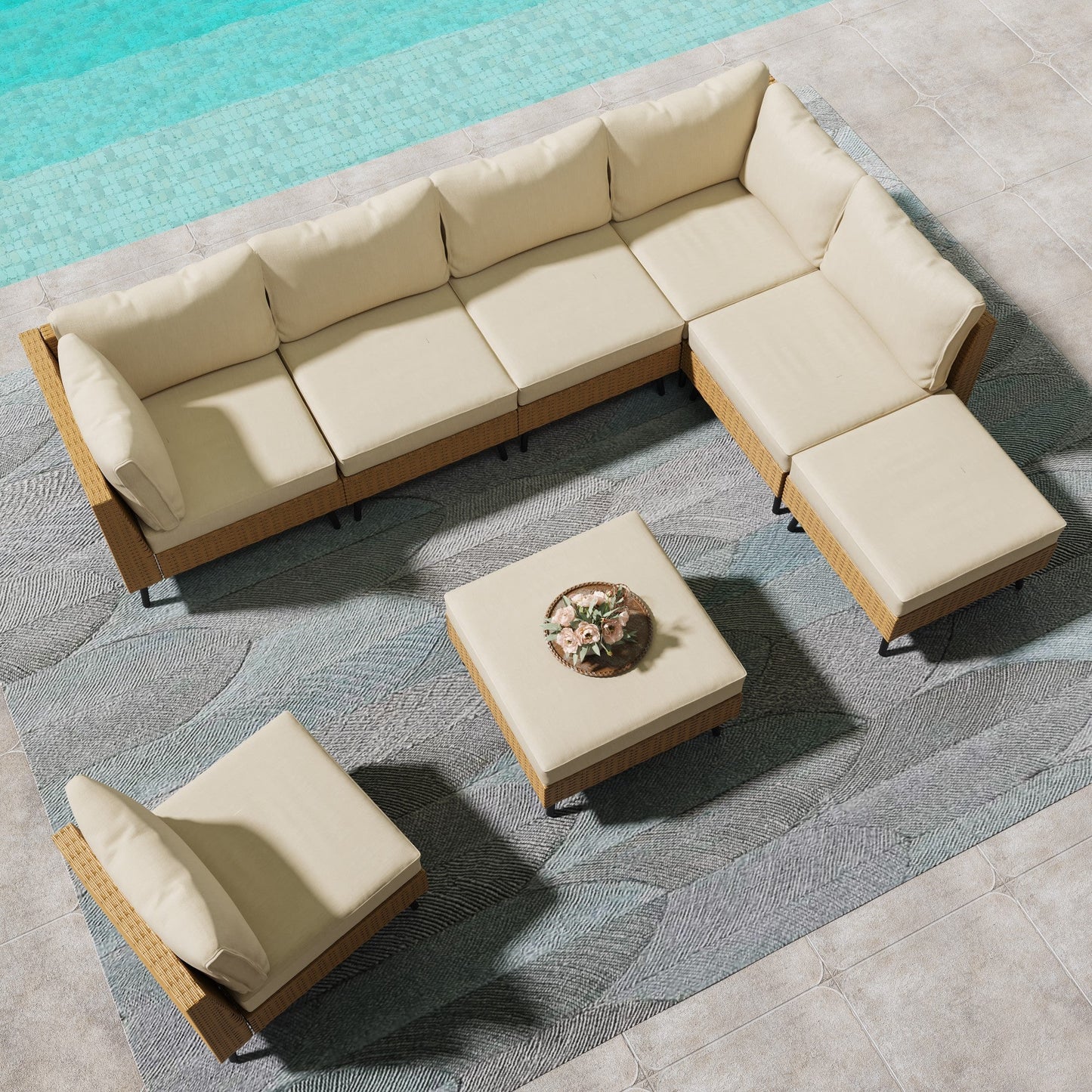 Lausaint Home 8-Piece Wicker Sectional Sofa
