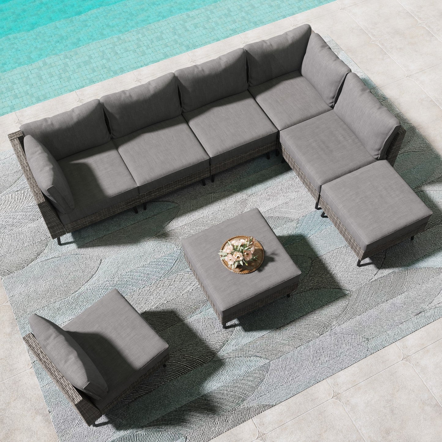 Lausaint Home 8-Piece Wicker Sectional Sofa