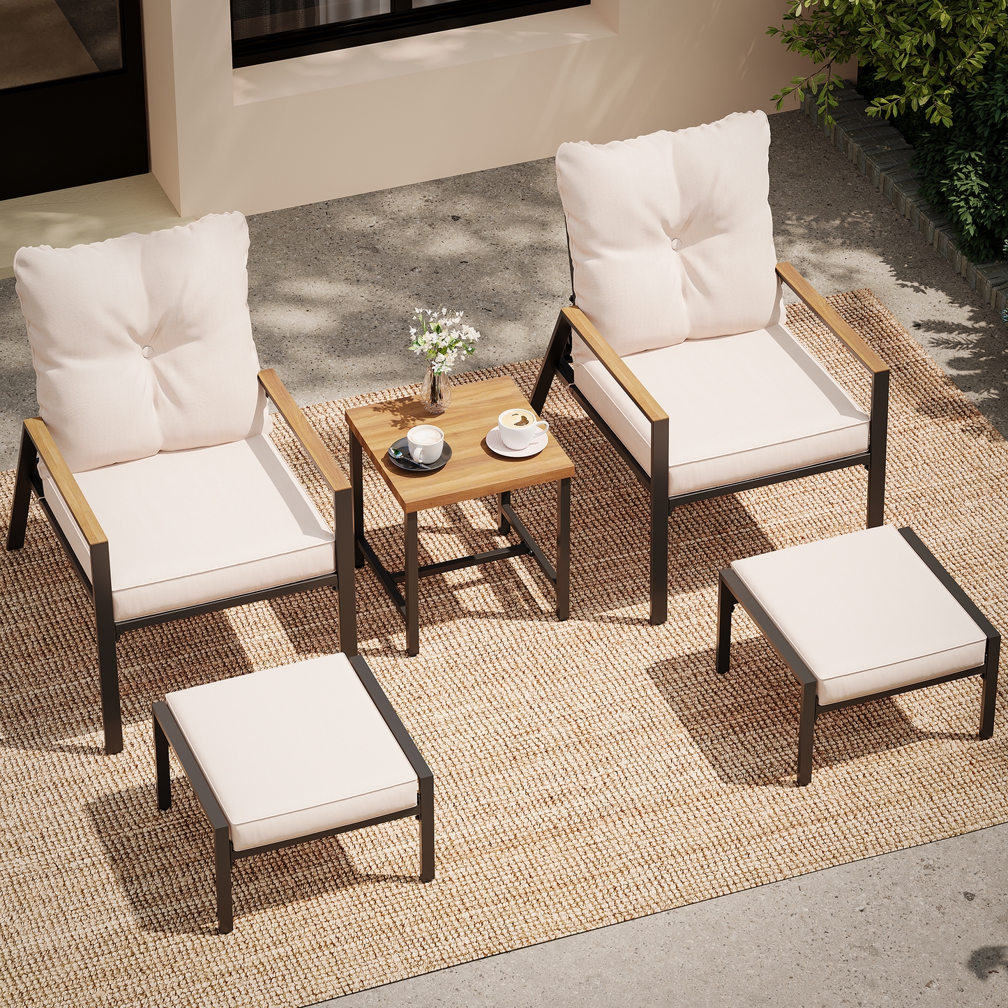 LAUSAINT HOME 5 Pieces Outdoor Adjustable Patio Conversation Set