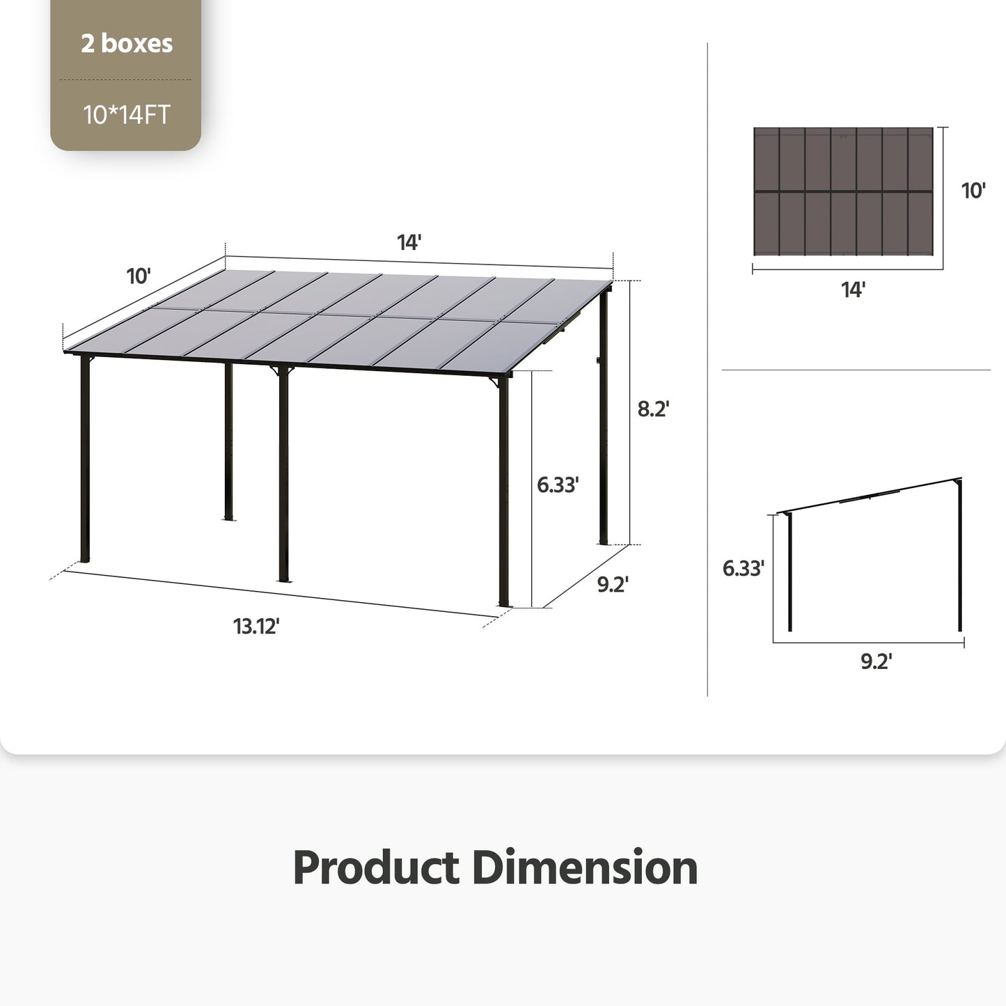 LAUSAINT HOME 14 Ft. W x 10 Ft. D Aluminum Hardtop Pergola with Canopy