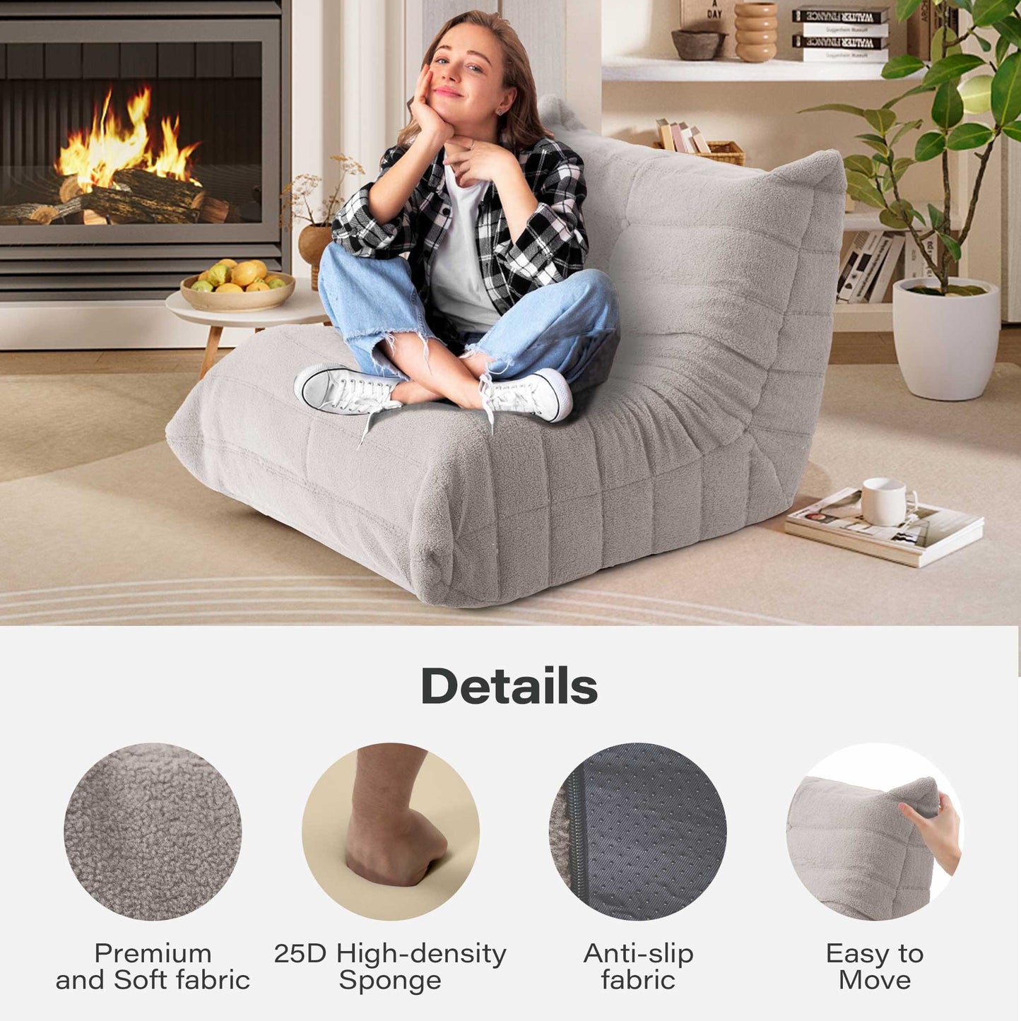 LAUSAINT HOME Memory Foam Giant Bean Bag Chair