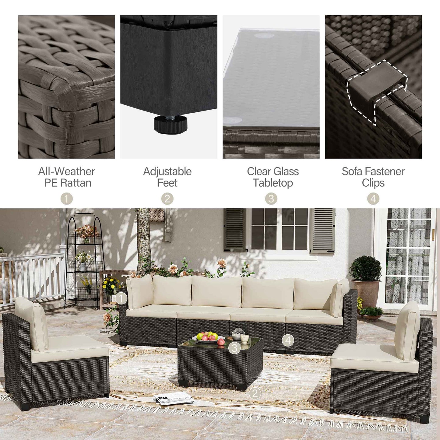 LAUSAINT HOME 7-Piece Wicker Outdoor Conversation Sets