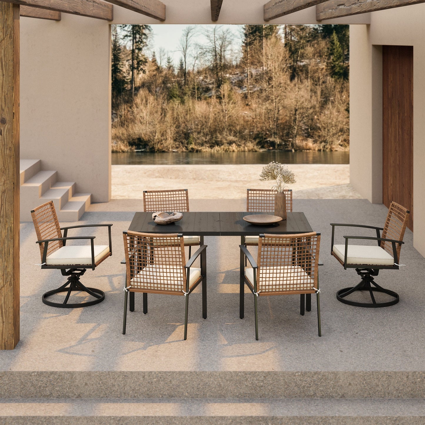 LAUSAINT HOME 6 - Person Rectangular Outdoor Dining Set