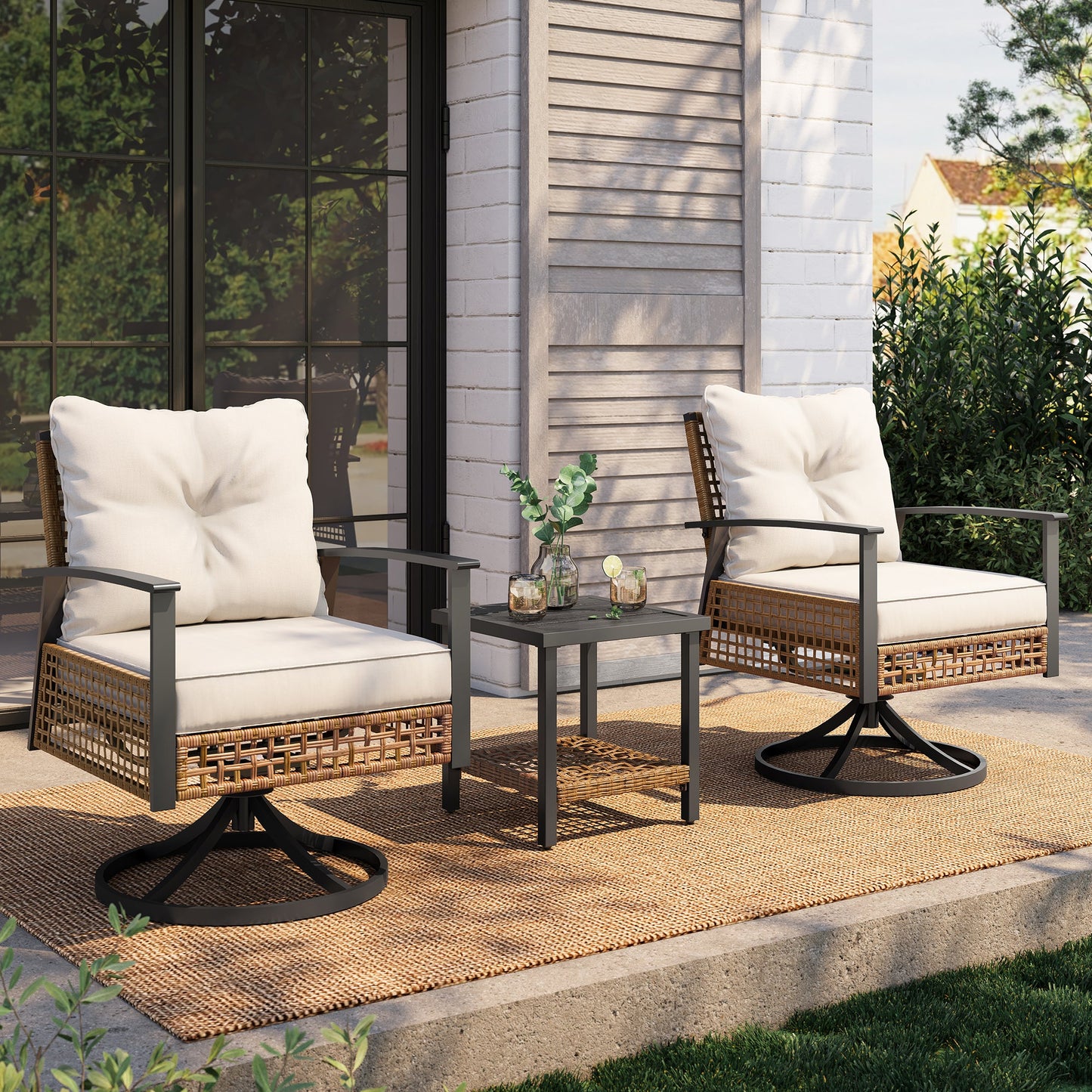 LAUSAINT HOME 3 Pieces Outdoor Swivel Chair