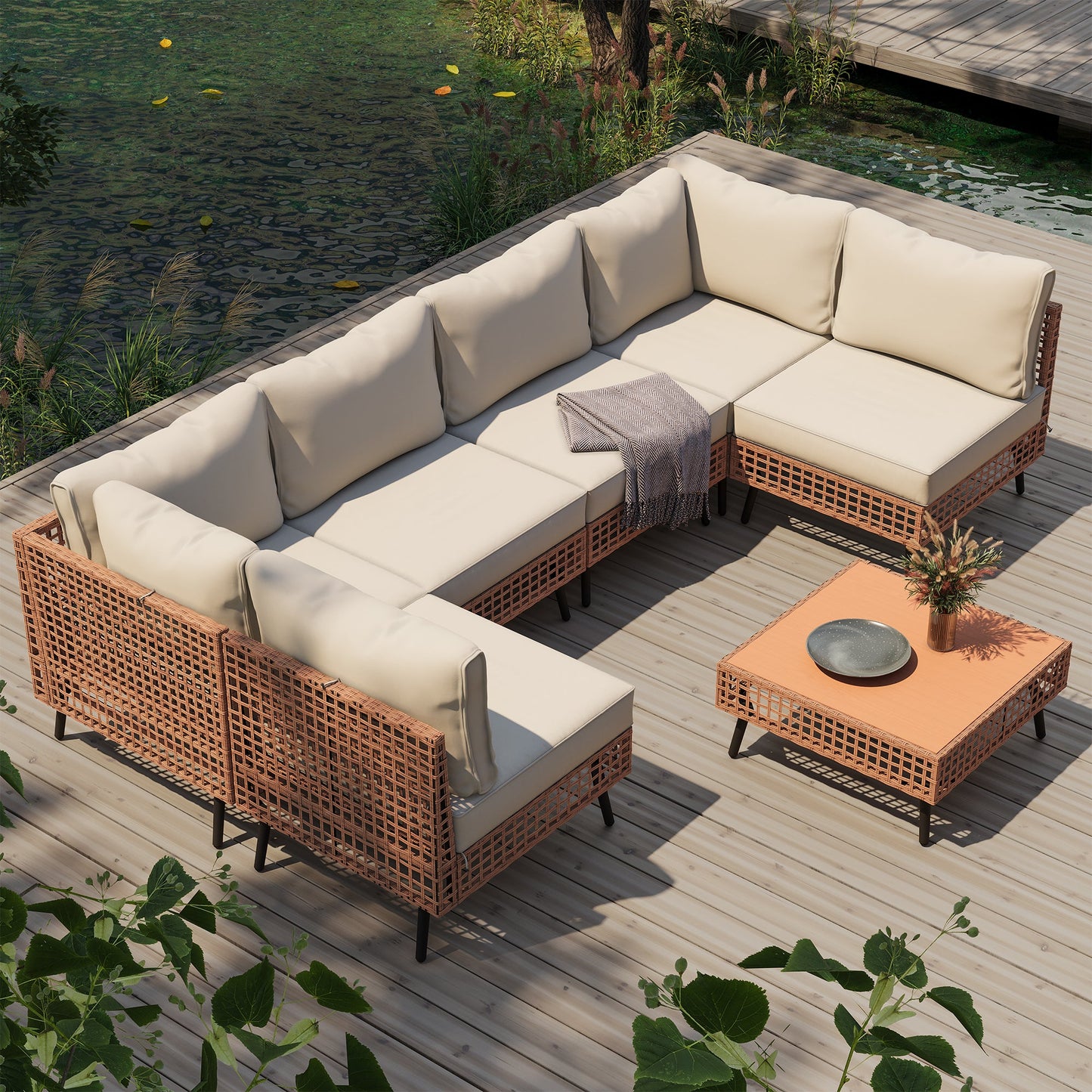 LAUSAINT HOME 7-Piece Wicker Patio Furniture Set