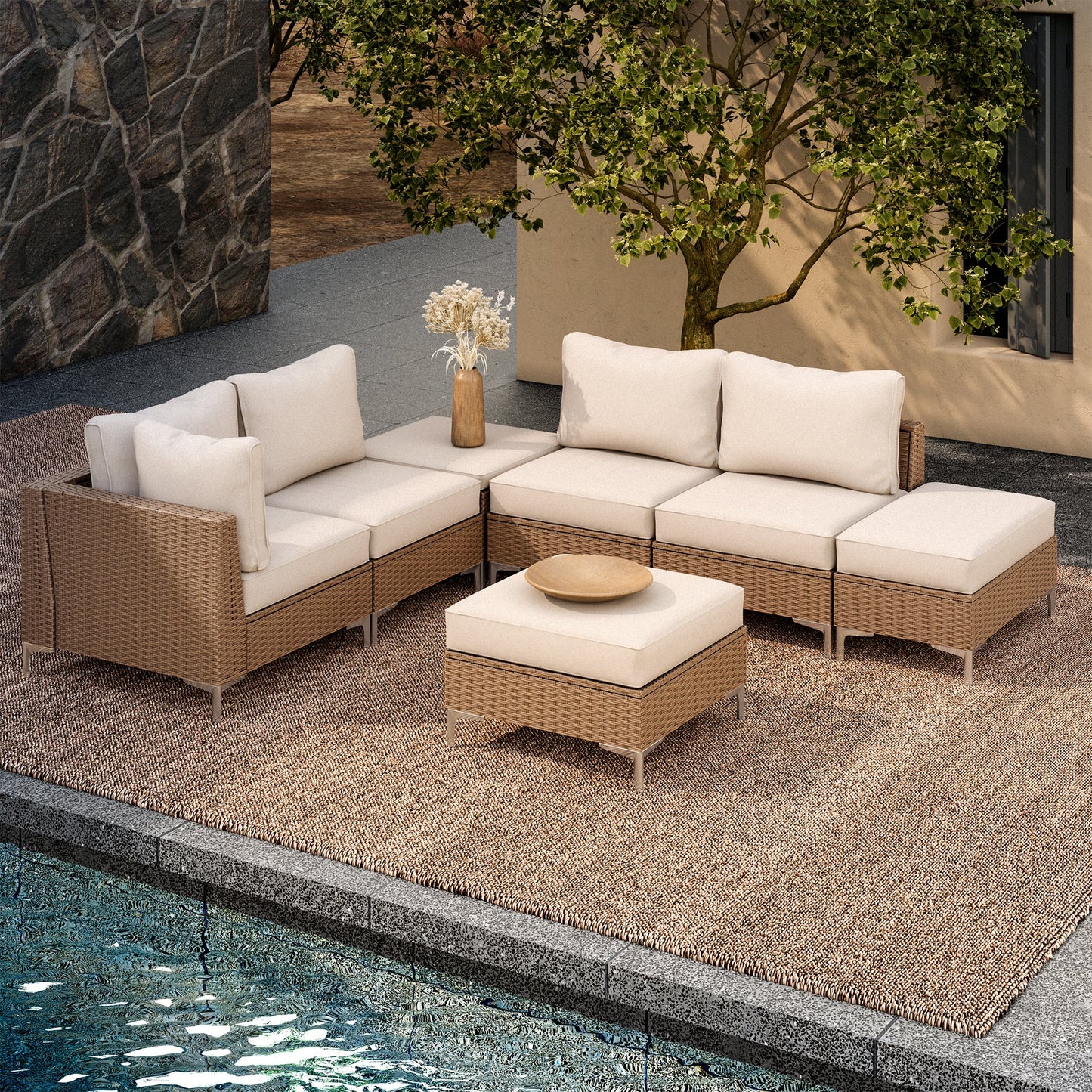 LAUSAINT HOME 7-Piece Outdoor Patio Set with Hidden Storage