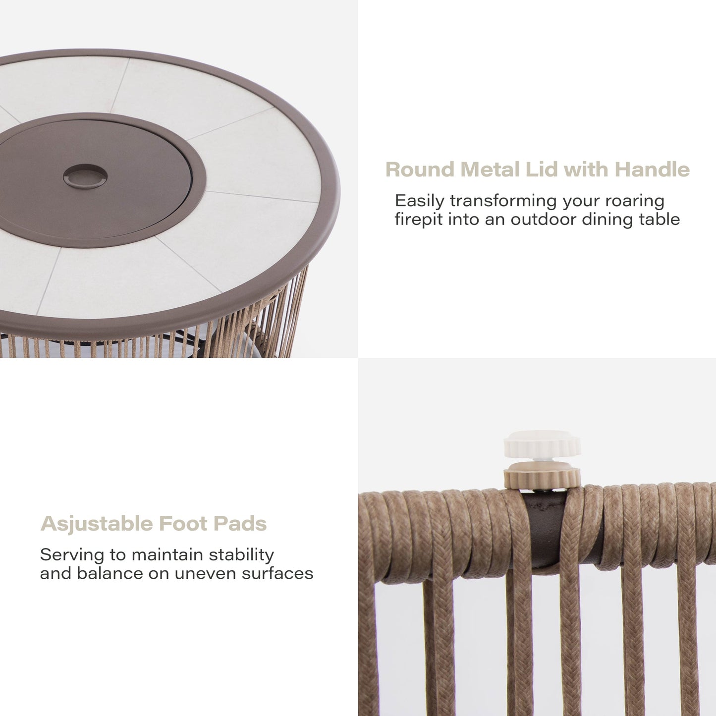 LAUSAINT HOME 3 in 1 Fire Pit for Backyard Bonfire Patio Outside