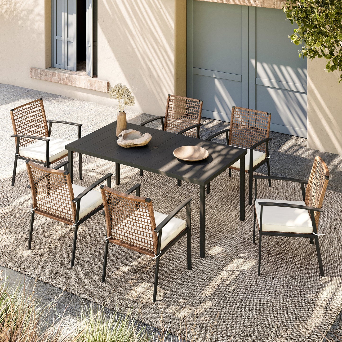 LAUSAINT HOME 6 - Person Rectangular Outdoor Dining Set