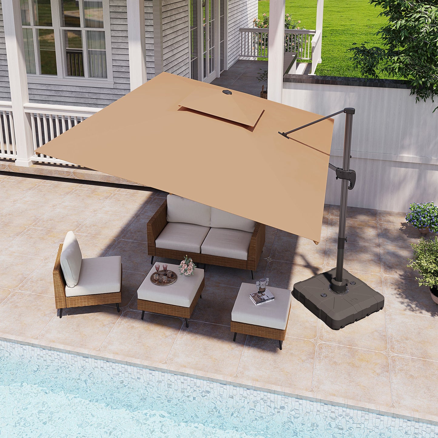 LAUSAINT HOME 9x12FT Rectangular Large Cantilever Umbrella