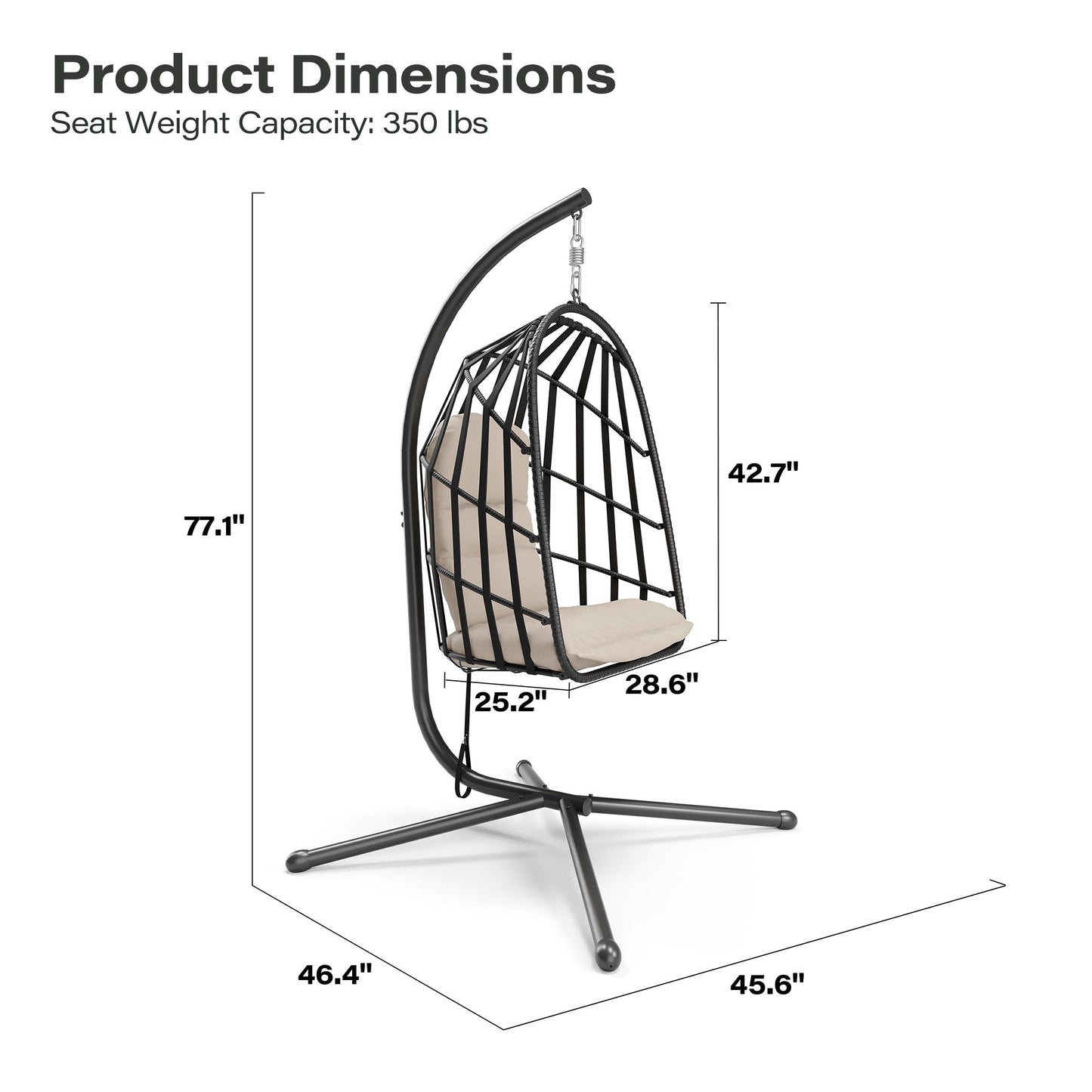 LAUSAINT HOME Outdoor Rattan Hammock Chair with Cushions and Stand