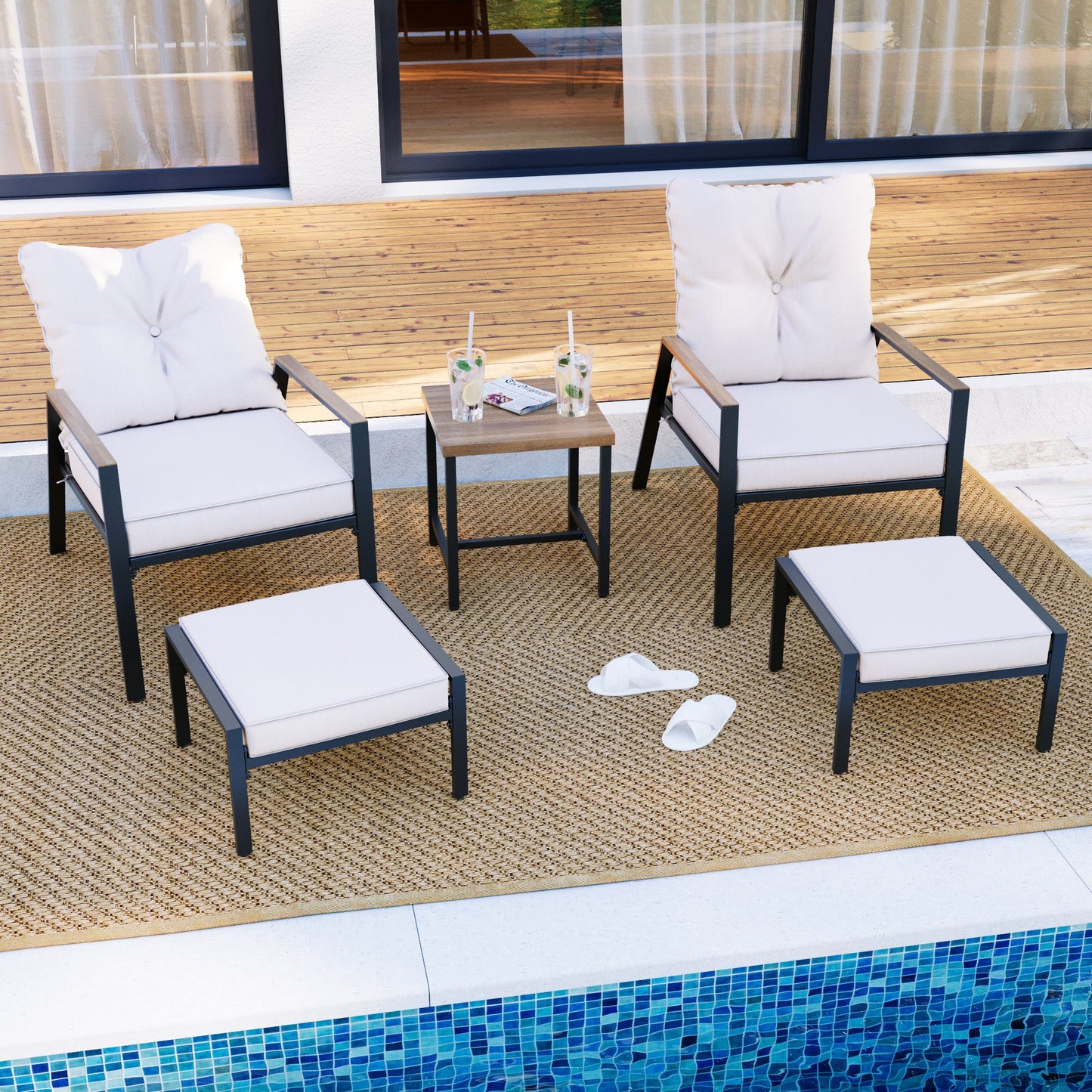 LAUSAINT HOME 5 Pieces Outdoor Adjustable Patio Conversation Set