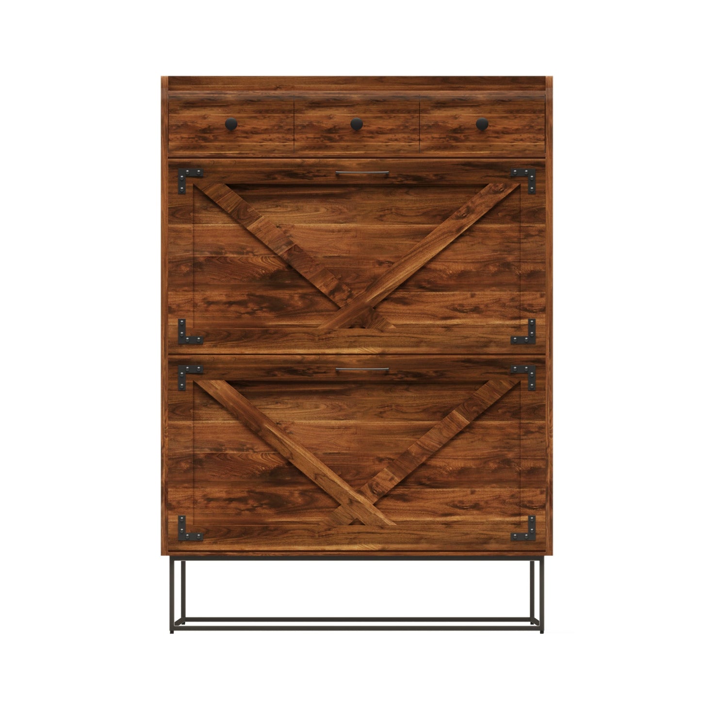LAUSAINT HOME Shoe Storage Cabinet with 2 Flip Drawers & 3 Drawers