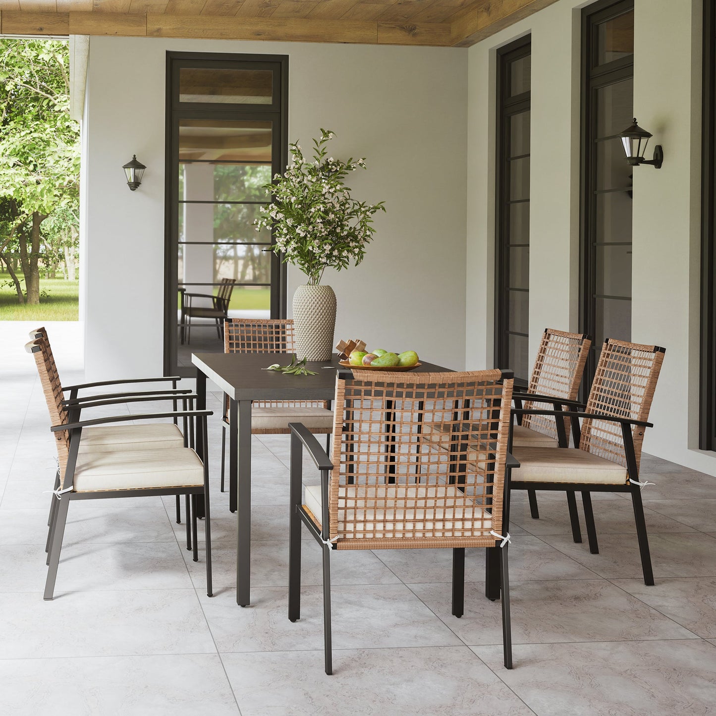 LAUSAINT HOME 6 - Person Rectangular Outdoor Dining Set