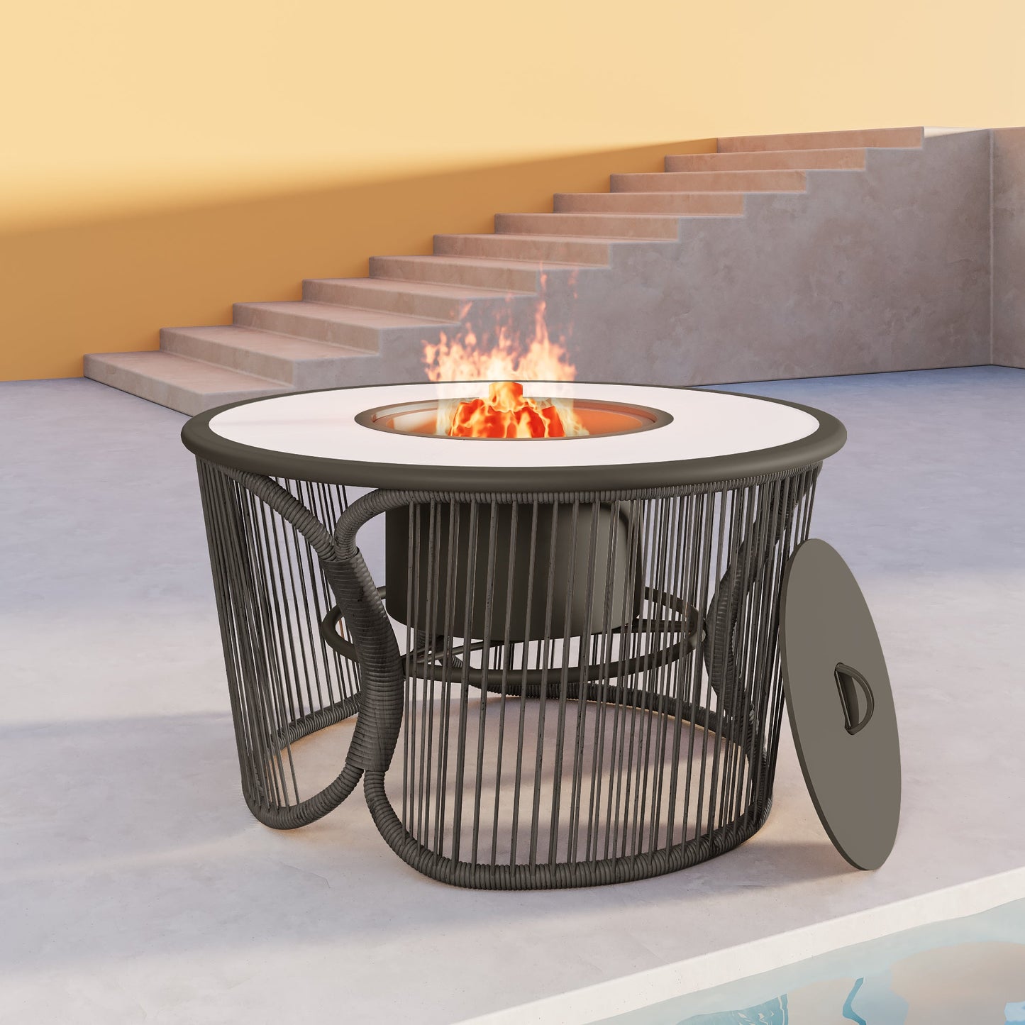 LAUSAINT HOME 3 in 1 Fire Pit for Backyard Bonfire Patio Outside