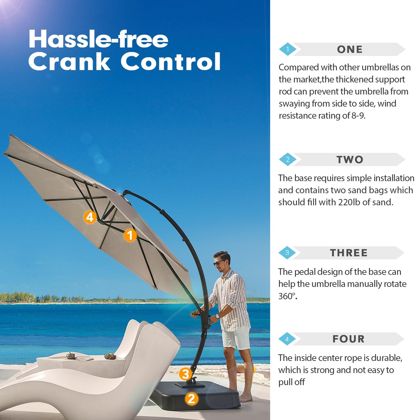 Lausaint Home 11' Deluxe Cantilever Umbrella