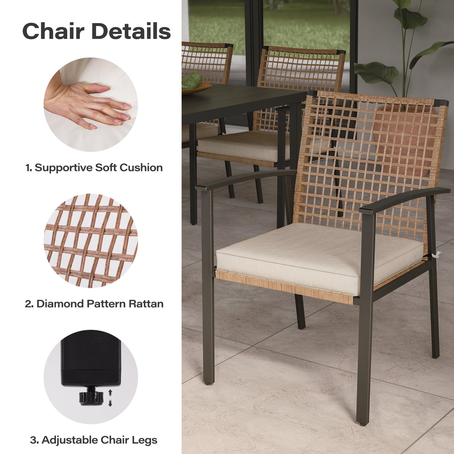 LAUSAINT HOME 6 - Person Rectangular Outdoor Dining Set