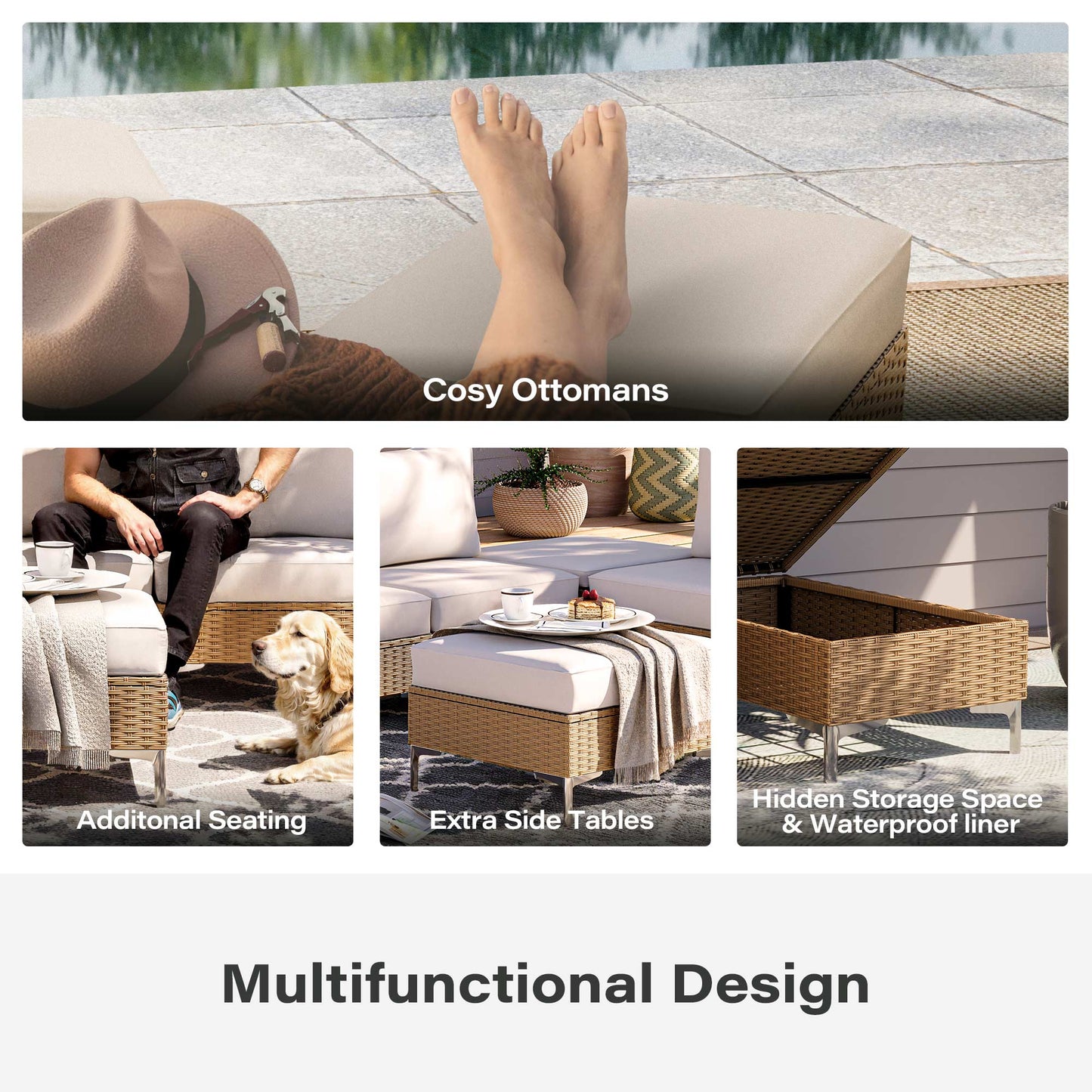 LAUSAINT HOME 2 Pieces Patio Storage Furniture Set with Hidden Storage Compartment