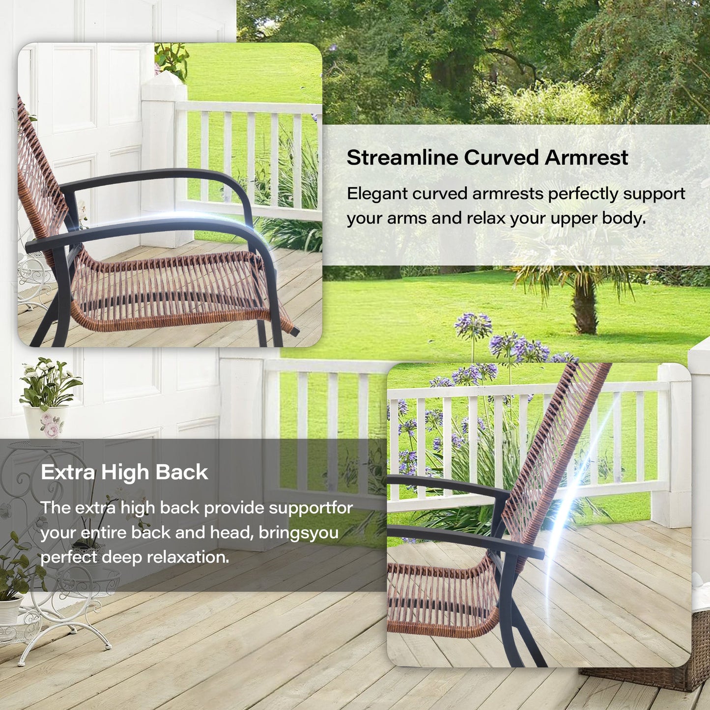 LAUSAINT HOME 5 Piece PE Wicker Patio Conversation Set