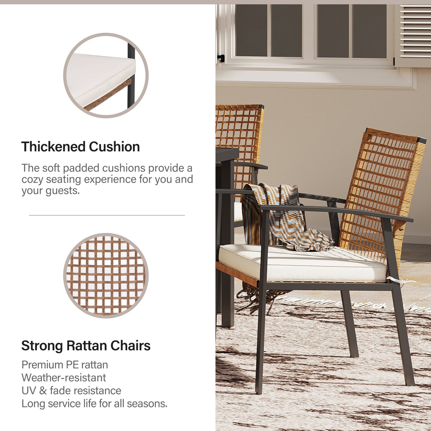 Lausaint Home 5-piece Outdoor Rattan Dining Set