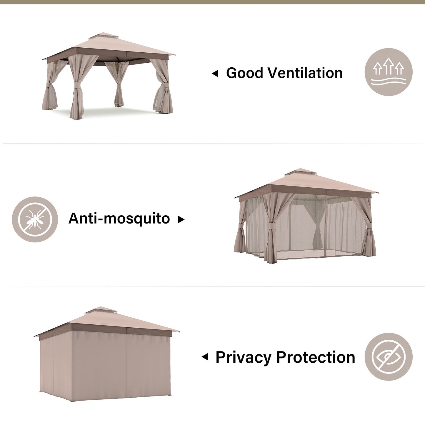 LAUSAINT HOME 12'X 12' Patio Steel Gazebo