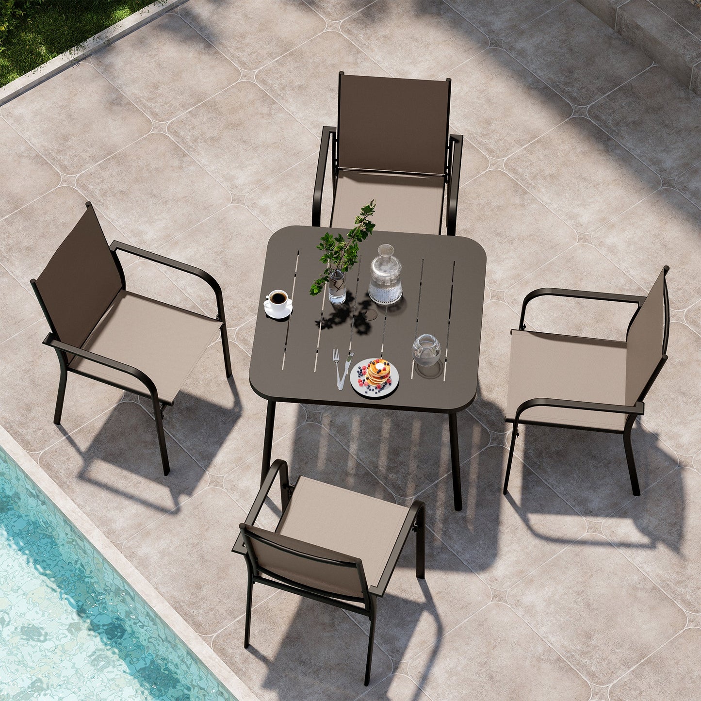 LAUSAINT HOME 5 Pieces Outdoor Textilene Dining Set