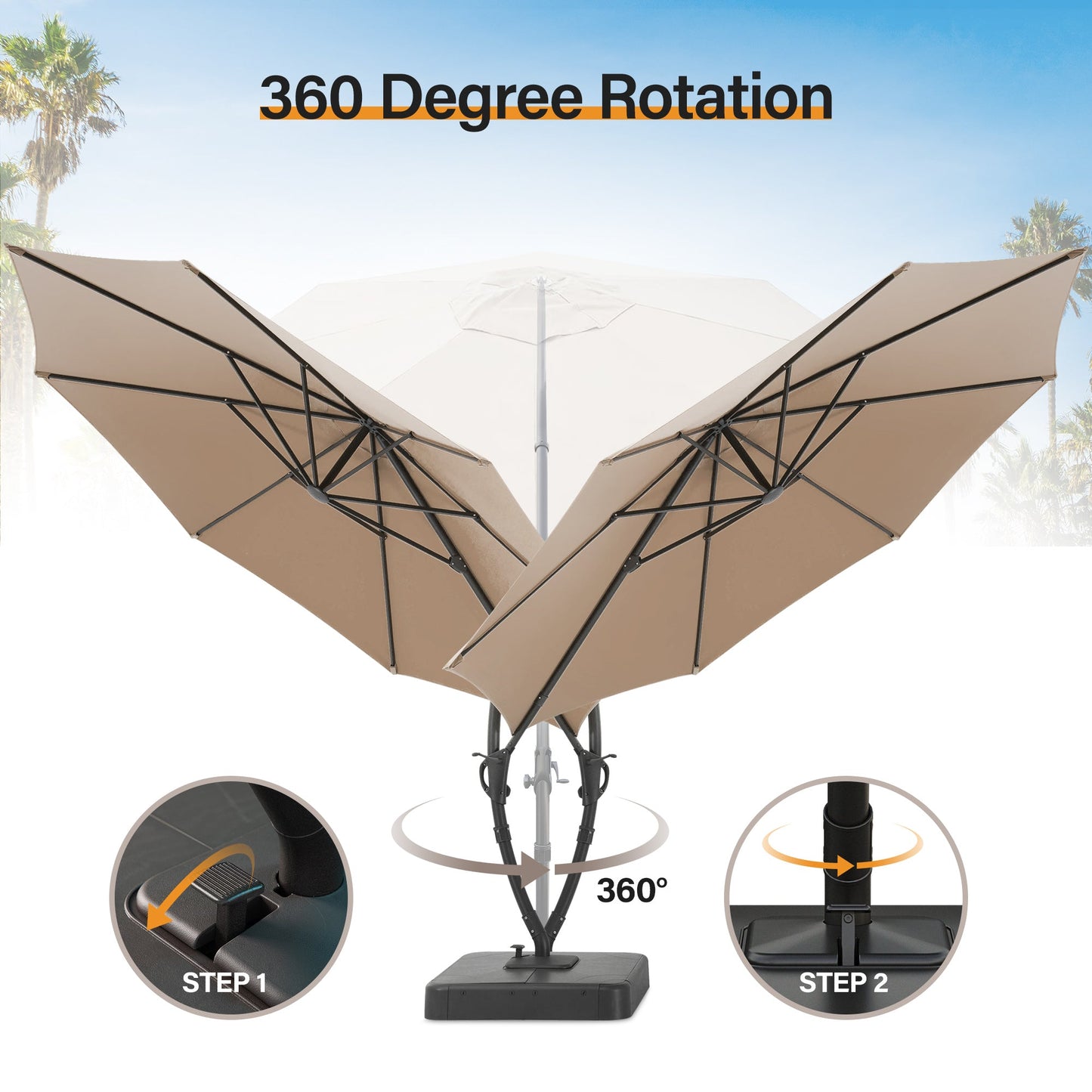 LAUSAINT HOME 10' Deluxe Cantilever Umbrella
