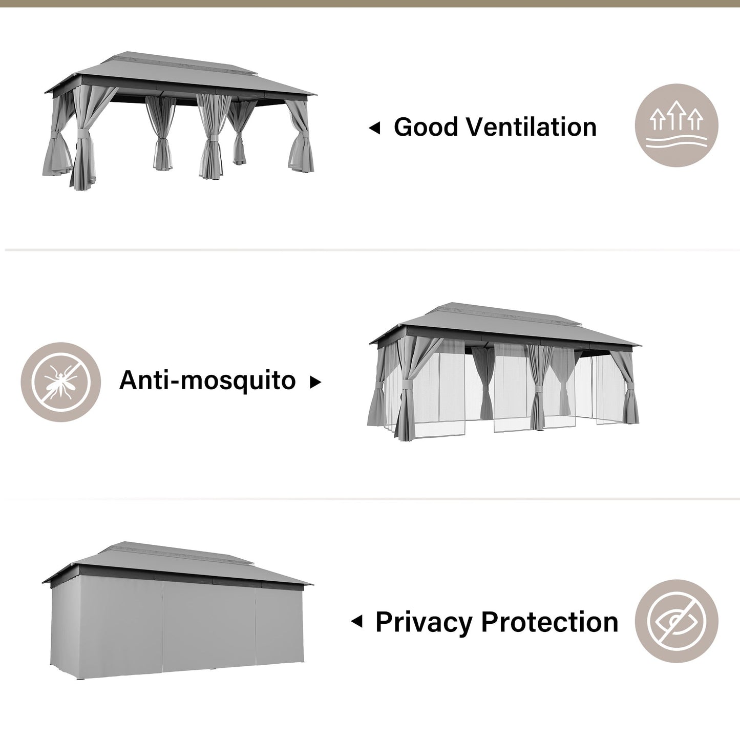 LAUSAINT HOME 10'X 20' Patio Steel Gazebo